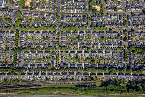 Aerial photograph, miners' housing estate Moseler Straße, Lippestraße, Marienburger Straße,