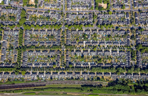 Aerial photograph, miners' housing estate Moseler Straße, Lippestraße, Marienburger Straße,