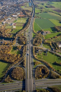 Aerial view, motorway junction Mörs, A40, A57, Moers-Hülsdonk, Mörs, Ruhr area, North