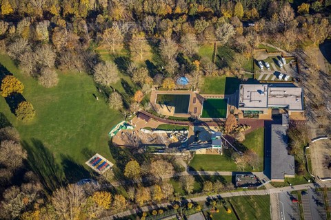 Aerial photo, ENNI Solimare, Moers-Vinn, Mörs, Ruhr area, North Rhine-Westphalia, Germany, bathing
