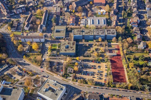 Aerial photo, Mercator Berufskolleg, Mörs, Ruhr area, North Rhine-Westphalia, Germany, An der