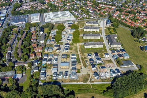 Aerial photograph, Adam Quartier Soest in the Belgian Quarter, Belgian Quarter on the site of the