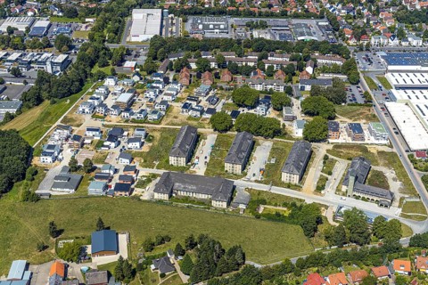 Aerial photograph, Adam Quartier Soest in the Belgian Quarter, Belgian Quarter on the site of the