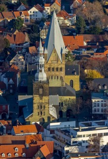 Aerial view, city centre view, old town, St. Petri Church Alde Kerke, St. Patrokli Cathedral,