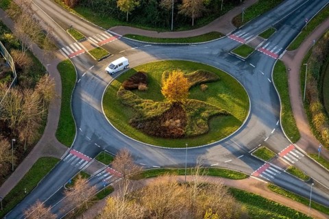 Aerial view, New roundabout Danziger Ring, Oestinghauser Straße, Soest, Soester Börde, North