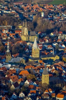 Aerial view, city centre view, old town, protestant church Sankt Maria zur Wiese, St. Petri Alde