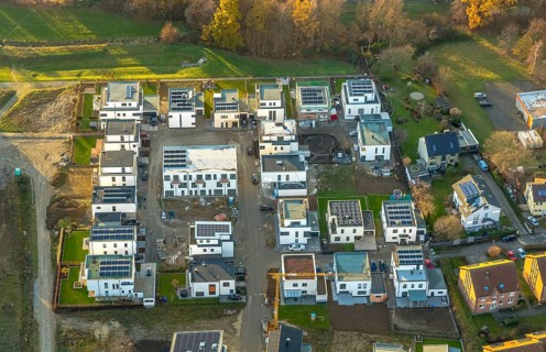 Aerial view, construction area Belgian Quarter, new residential area, Soest, Soester Börde, North