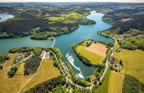 Aerial view, Lister dam, Meinerzhagen, Märkischer Kreis, Sauerland, North Rhine-Westphalia,