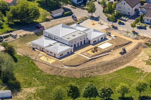 Aerial photo, new AWO kindergarten building, Im Brannten, Meinerzhagen, Märkischer Kreis,