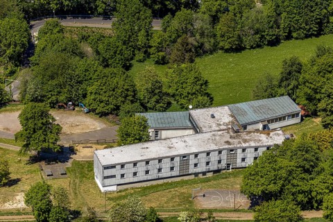 Aerial photograph, former Bergstrasse Youth Hostel, Meinerzhagen, Märkischer Kreis, Sauerland,