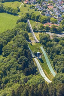Aerial view, Meinhardusschanzen, ski resort, Meinerzhagen, Märkischer Kreis, Sauerland, North
