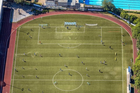 Aerial photo, Baumhofstadion, training games, Niedersprockhövel, Sprockhövel, Ruhr area, North