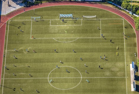 Aerial photo, Baumhofstadion, training games, Niedersprockhövel, Sprockhövel, Ruhr area, North