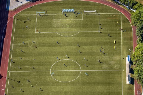 Aerial photo, Baumhofstadion, training games, Niedersprockhövel, Sprockhövel, Ruhr area, North