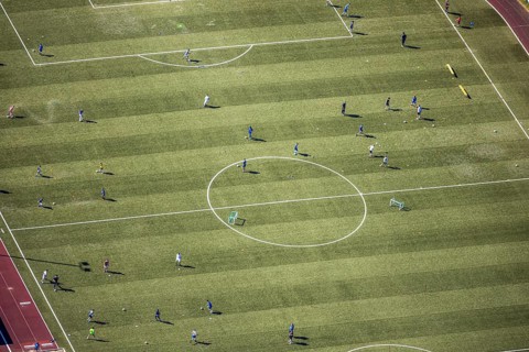 Aerial photo, Baumhofstadion, training games, Niedersprockhövel, Sprockhövel, Ruhr area, North
