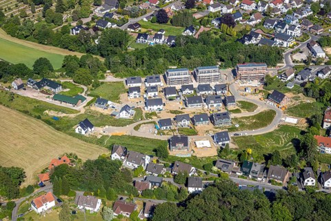 Aerial view, new residential area Steinegge, Riepelsiepen, Niedersprockhövel, Sprockhövel, Ruhr