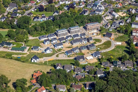 Aerial view, new residential area Steinegge, Riepelsiepen, Niedersprockhövel, Sprockhövel, Ruhr