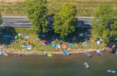 Aerial view, bathing area at the holiday village Listersee, Meinerzhagen, Märkischer Kreis,