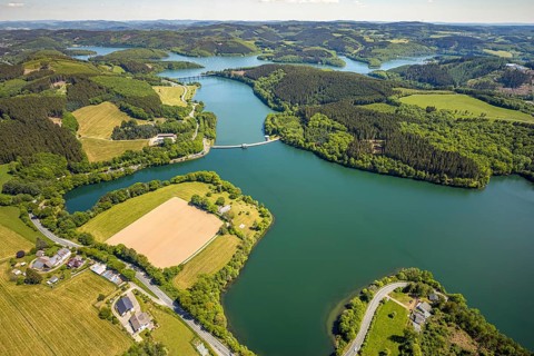 Aerial view, Lister dam, Meinerzhagen, Märkischer Kreis, Sauerland, North Rhine-Westphalia,
