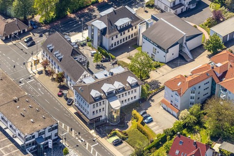 Aerial photograph, Stadtwerke Meinerzhagen GmbH, Mark-E Forum Meinerzhagen, Meinerzhagen,