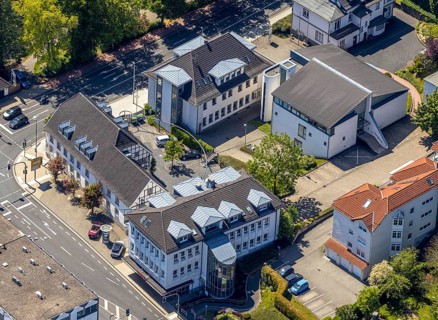 Aerial photograph, Stadtwerke Meinerzhagen GmbH, Mark-E Forum Meinerzhagen, Meinerzhagen,