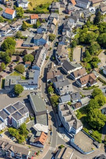 Aerial photograph, shopping street Hauptstraße, Soziales Bürgerzentrum Meinerzhagen e.V.