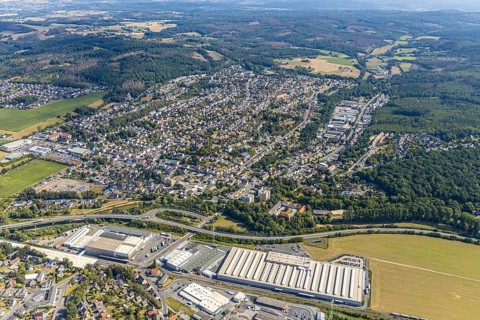 Aerial view, aerial view of Lendringsen, Menden, Sauerland, Märkischer Kreis, North