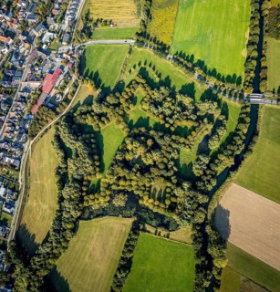 Aerial view, Lipperode Castle, in the forest, Lipperode, Lippstadt, Soest district, North