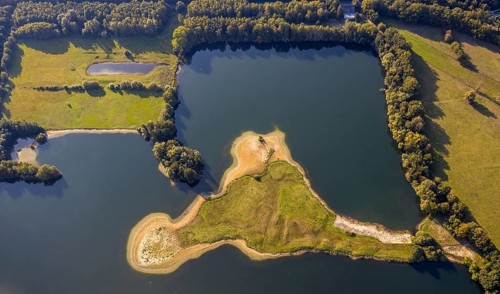 Aerial view, Zachariassee, Lipperode, Lippstadt, Kreis Soest, North Rhine-Westphalia, Germany, DE,