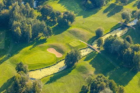 Aerial view, golf course, GolfClub Lippstadt, Lippstadt, Kreis Soest, North Rhine-Westphalia,