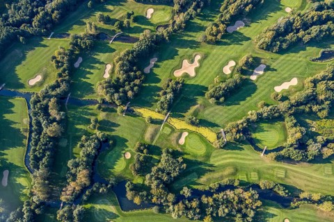 Aerial view, golf course, GolfClub Lippstadt, Lippstadt, Kreis Soest, North Rhine-Westphalia,