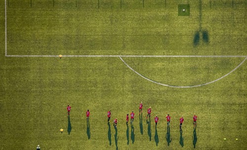 Aerial view, sports facility, SV Lippstadt 08 stadium, Liebelt-Arena, football players training,