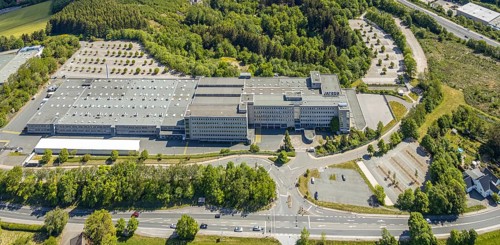 Aerial view, Leopold Kostal GmbH & Co. KG, An der Bellmerei, motorway A45, Lüdenscheid, Märkischer