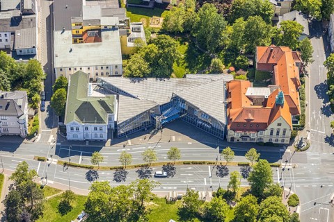Aerial photograph, history museum, Städt. Gallery, Lüdenscheid, Märkischer Kreis, Sauerland, North