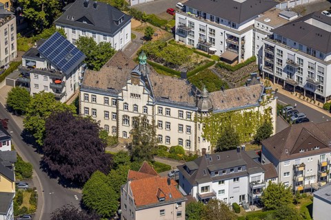Aerial view, old district court, Lüdenscheid, Märkischer Kreis, Sauerland, North Rhine-Westphalia,