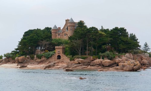 Idyllic castle near Perros-Guirec at the Pink Granite Coast in Brittany, France