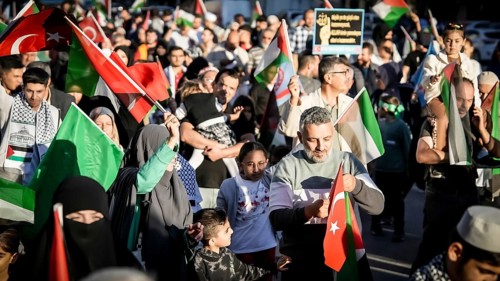 Gaziantep, Türkiye – October 11, 2025: Thousands of Turkish citizens take part in a large