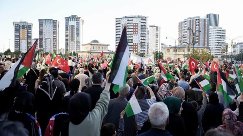 Gaziantep, Türkiye – October 11, 2025: Thousands of Turkish citizens take part in a large