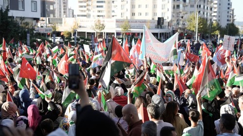 Gaziantep, Türkiye – October 11, 2025: Thousands of Turkish citizens take part in a large