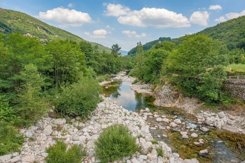 Idyllic natural scenery at the Ardeche river in southern France