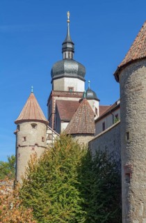 Idyllic detail of the Marienberg Fortress near Wuerzburg in Franconia, a bavarian area in Germany