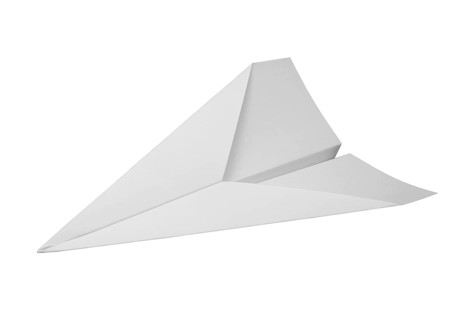 Studio photography of a paper plane isolated on white with clipping path
