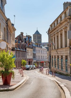 City view of Fecamp, a commune in the Seine-Maritime department in the Normandy Region of France