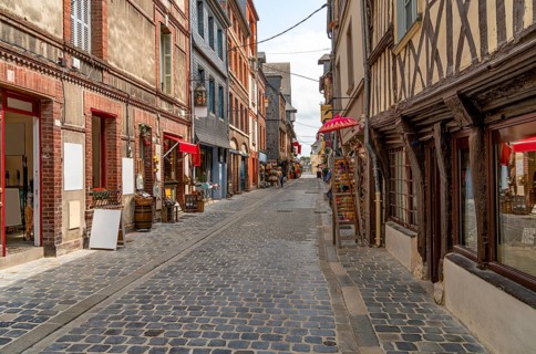 City view of Honfleur, a commune in the Calvados department in northwestern France