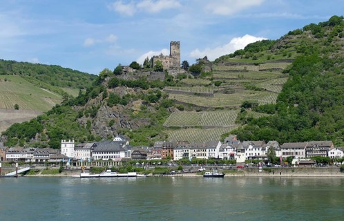Kaub with Gutenfels castle at the Middle Rhine area in Germany
