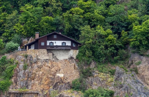 House at a rock face near Passau in Germany