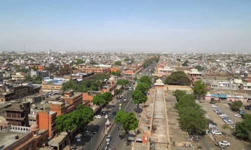 Aerial view of Jaipur, a city in Rajasthan India