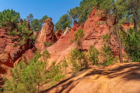 Impression around the Ochre Path near Roussillon, a commune in the Vaucluse department of the