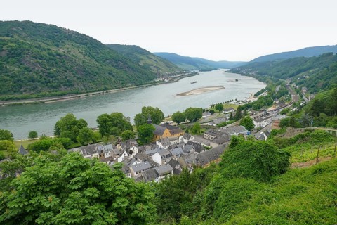 Aerial view of Bacharach at the Middle Rhine area in Germany
