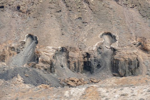 Rocky landscape detail around Guatiza at Lanzarote at the Canary Islands